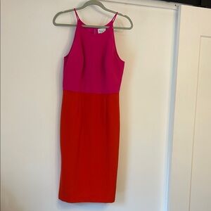Milly Pink and Red Midi Dress